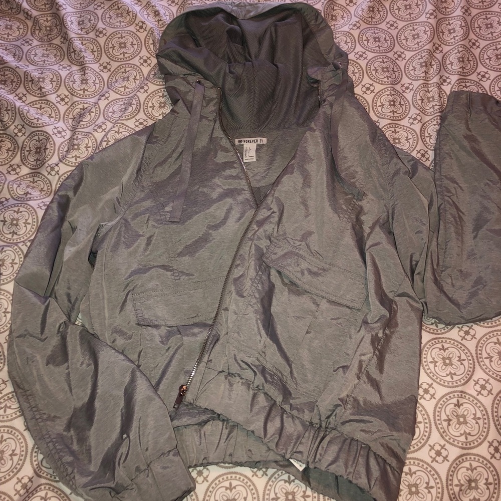 Light grey zip windbreaker